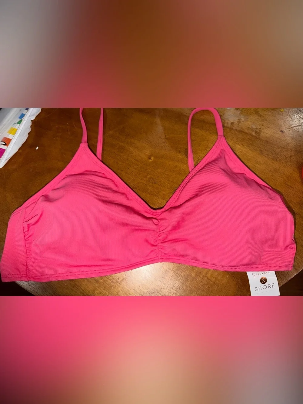 Target Pink Ribbed Bralette - Bright Pink - Picture 1 of 1